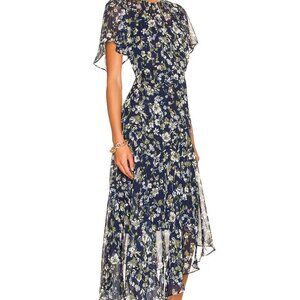 ASTR The Label Blue Green Floral Flutter Sleeve Maxi Dress (S) MSRP $128